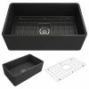 Best deal 🔥 BOCCHI USA Classico Farmhouse Kitchen Sink With Grid And Strainer, 30", Matte Dark Gray 🔔
