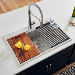 Budget 🤩 Ruvati 33" Workstation Drop-in Stainless Steel Kitchen Sink, RVH8003 🎉
