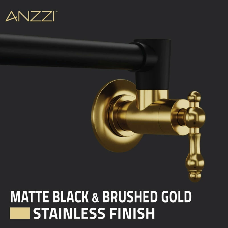 Brand new 😉 ANZZI 24" Wall Mounted Pot Filler With Dual Swivel, Matte Black And Brushed Gold 😍 - Image 7