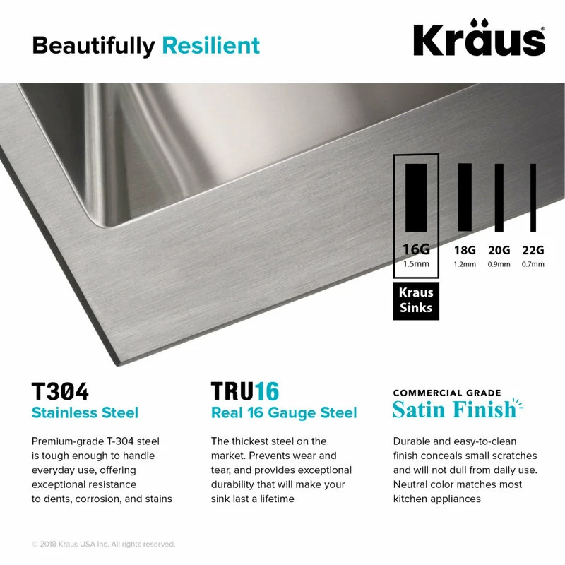 Discount 👏 Kraus USA, Inc. Kraus KHT301-18 Standart PRO 18" Drop In Single Basin Stainless - Stainless 👍 - Image 3