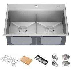 Best deal ๐ฅฐ Kraus USA, Inc. Kore Drop-In Undermount Stainless Kitchen Sink, 30 Inch Double Bowl (Model Kwt30 ๐