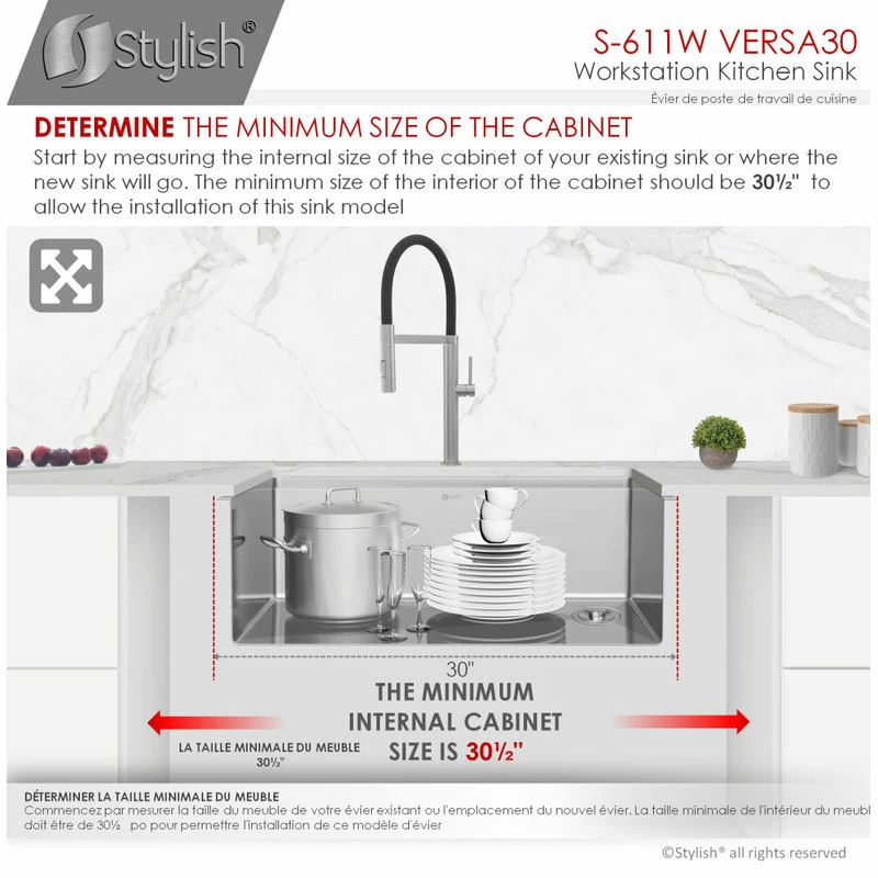 Discount 🛒 Stylish 30"L X 19"W Stainless Steel Single Basin Undermount Kitchen Sink 🥰 - Image 8