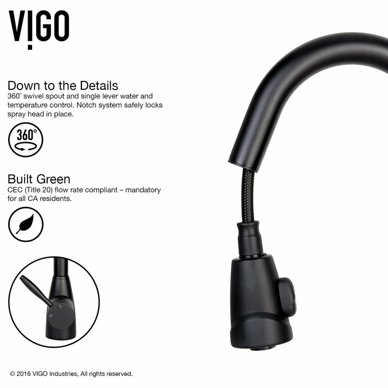 Flash Sale โ VIGO Graham Pull-Down Spray Kitchen Faucet, Matte Black โ - Image 8