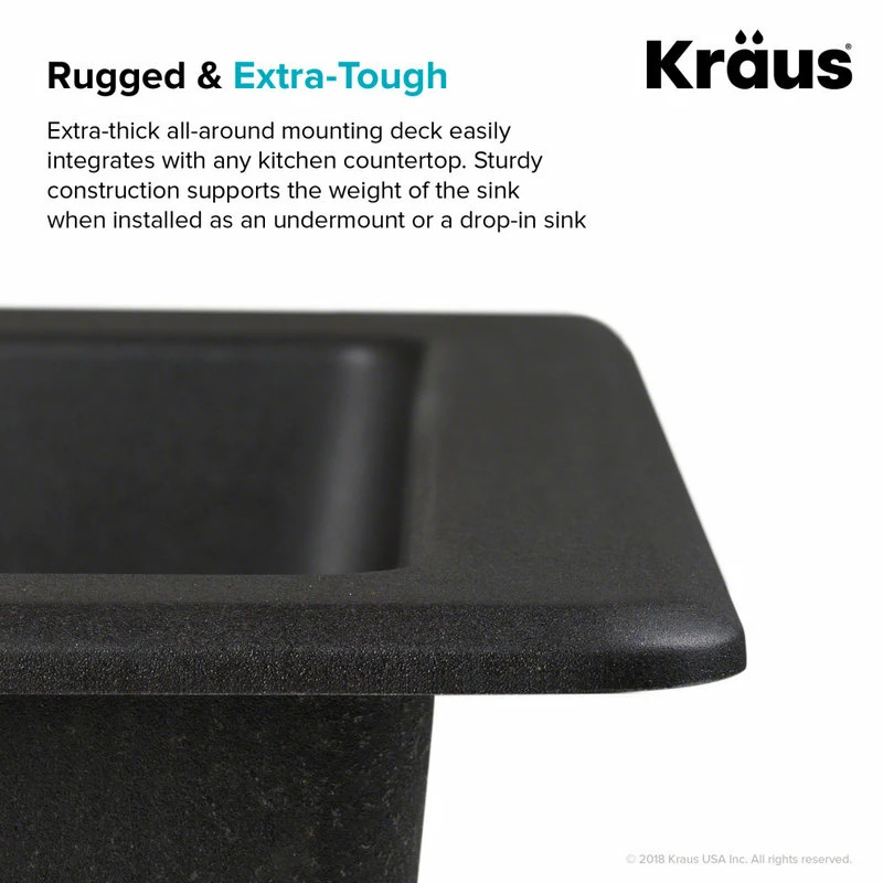 Cheap 😍 Kraus USA, Inc. Quarza 25" Drop-In Undermount Granite Composite 1-Bowl Kitchen Sink, Grey 😉 - Image 8