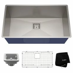 Top 10 🤩 Kraus USA, Inc. Pax Zero-Radius 31 1/2" Undermount Stainless Steel 1-Bowl 16 Gauge Kitchen Sink 🔔