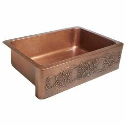 Wholesale 🧨 SINKOLOGY Ganku 33" Farmhouse Copper Single Bowl Kitchen Sink With Scroll 🤩