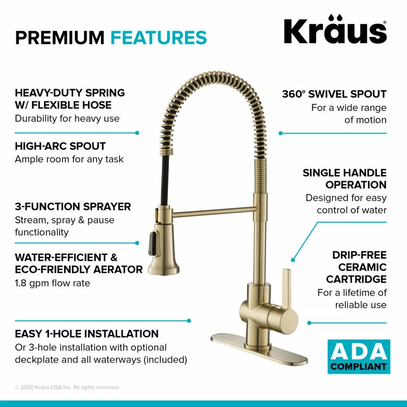 New 😀 Kraus USA, Inc. Britt 3-Function Pull-Down 1-Handle 1-Hole Kitchen Faucet SFACB, Water Dispenser 🎉 - Image 8