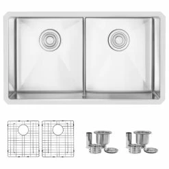 Best reviews of ✨ Stylish 32"L X 18"W Stainless Steel Double Basin Low Divider Undermount Kitchen Sink 😀