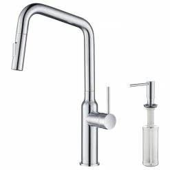 Buy ⌛ Kibi USA Macon Single Handle Pull Down Kitchen Faucet, Chrome, W/ Soap Dispenser 😀