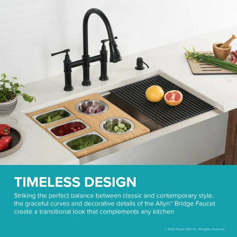 Wholesale 🎉 Kraus USA, Inc. Allyn Traditional 3-Function Bridge Pull-Down Kitchen Faucet Matte Black 😍 - Image 5