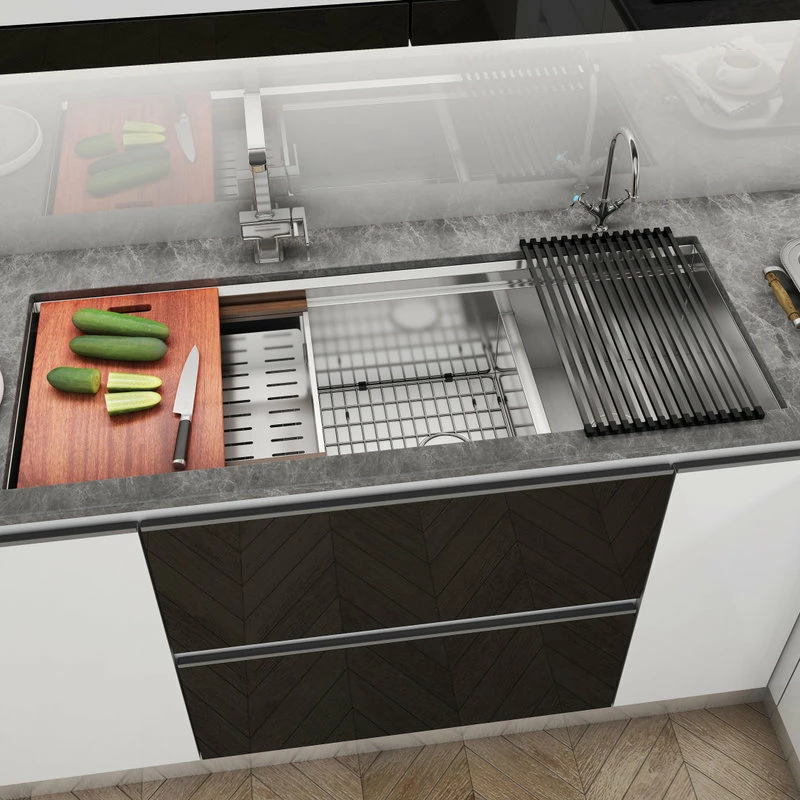 Best reviews of 🔥 Contempo Amz 48in. 16-Gauge Undermount Double Bowl Stainless Steel Kitchen Sink W/Accessories 🛒 - Image 4