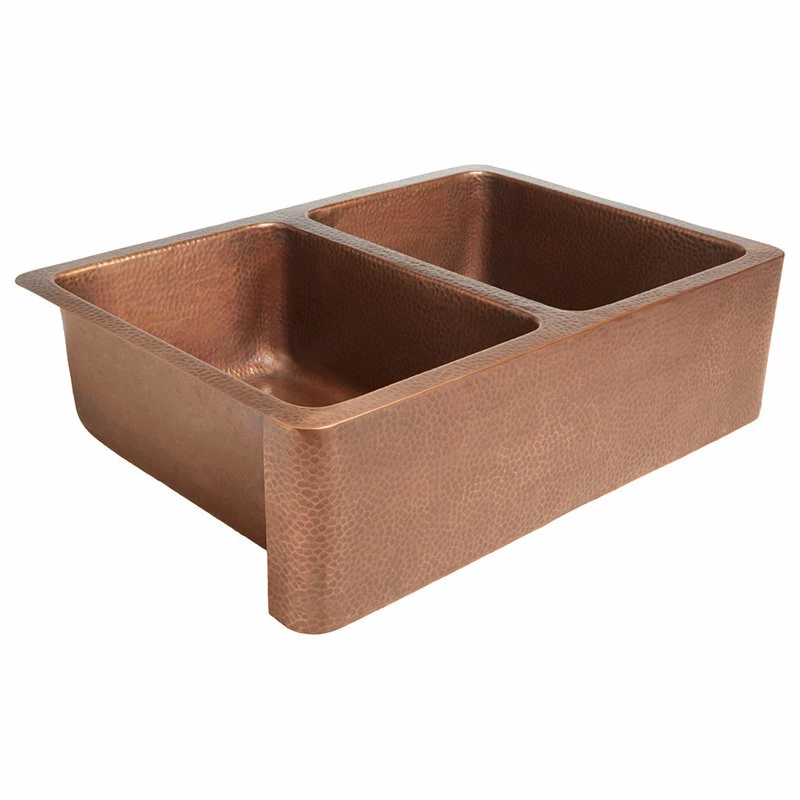 Discount π SINKOLOGY Adams 33" Farmhouse Copper Double Bowl Kitchen Sink π