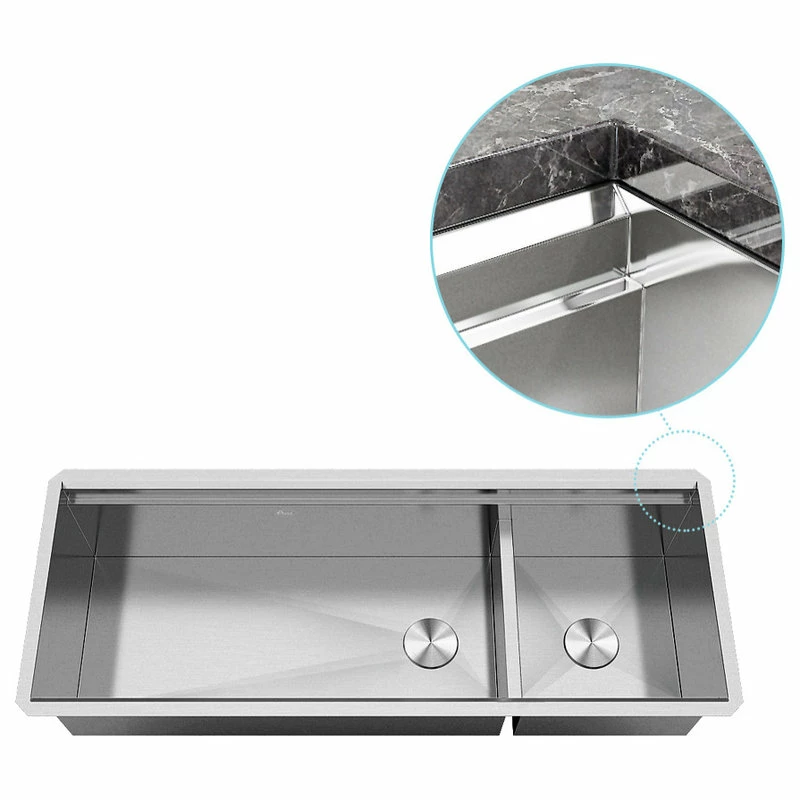 Best reviews of 🔥 Contempo Amz 48in. 16-Gauge Undermount Double Bowl Stainless Steel Kitchen Sink W/Accessories 🛒 - Image 3