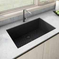 Best Pirce 🌟 Ruvati 33-inch Inch Granite Composite Undermount Sink - Midnight Black - RVG2080BK ⌛