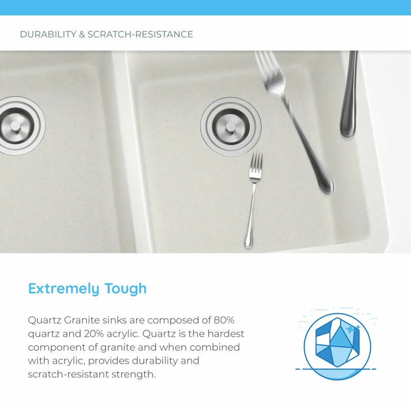 Outlet ❤️ MR Direct Sinks And Faucets 848 Large Single Bowl Quartz Kitchen Sink, Black, Colored Strainer 😉 - Image 5