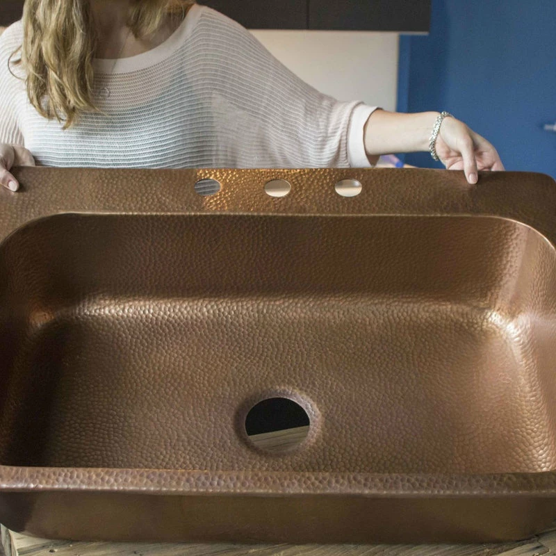 Deals π SINKOLOGY Angelico 33" Drop-in Copper Single Bowl Kitchen Sink, 3 Holes π― - Image 4