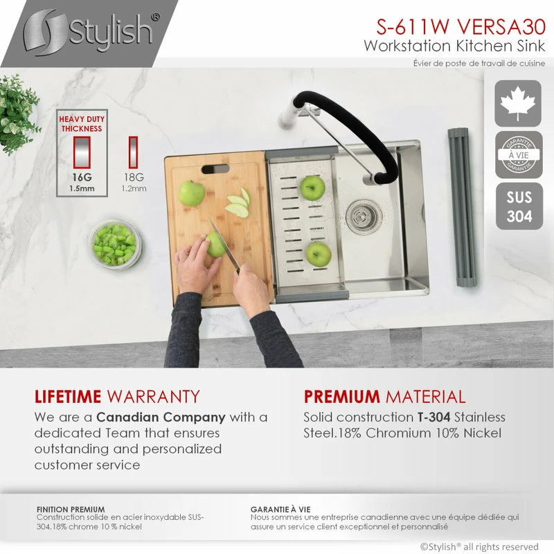 Discount 🛒 Stylish 30"L X 19"W Stainless Steel Single Basin Undermount Kitchen Sink 🥰 - Image 9