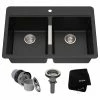 Top 10 💯 Kraus USA, Inc. 33" Drop-In Undermount Granite Composite 50/50 Double Bowl Kitchen Sink ⌛