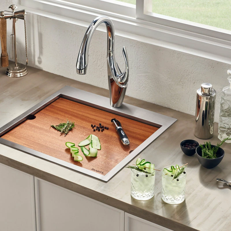 Promo 😀 Ruvati 21-inch RV Workstation Drop-in Sink 16 Gauge Stainless Steel - RVH8221 👏 - Image 7