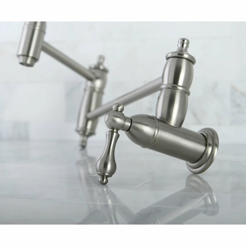 Buy ๐ Kingston Brass Wall Mount Pot Filler Kitchen Faucet, Brushed Nickel ๐ - Image 3