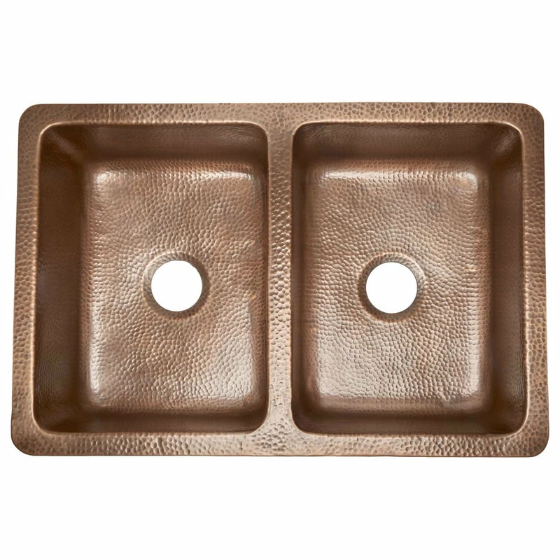 Discount π SINKOLOGY Adams 33" Farmhouse Copper Double Bowl Kitchen Sink π - Image 2
