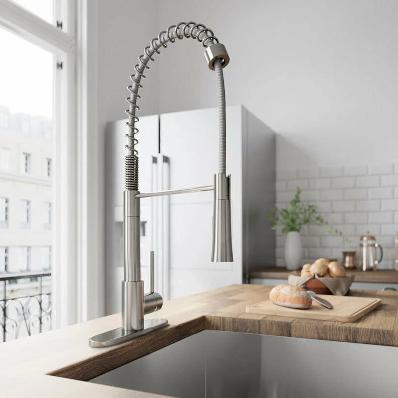 Best Sale 🎉 VIGO Laurelton Pull-Down Kitchen Faucet With Deck Plate, Stainless Steel 🌟 - Image 3