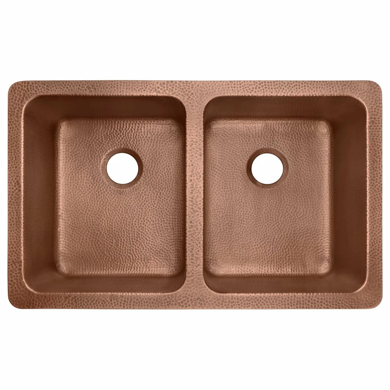 Outlet ❤️ SINKOLOGY Adams 36" Farmhouse Copper Double Bowl Kitchen Sink 😍 - Image 3