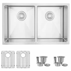 Best reviews of ⭐ Stylish 30"L X 18"W Stainless Steel Double Basin Dual Mount Kitchen Sink With Grids ✔️