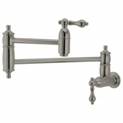 Buy 🎉 Kingston Brass Wall Mount Pot Filler Kitchen Faucet, Brushed Nickel 🔔
