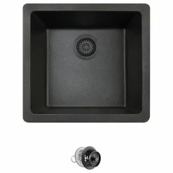 Coupon 🎁 MR Direct Sinks And Faucets 805 Dual-mount Single Bowl Kitchen Sink, Black, Colored Strainer 🎉