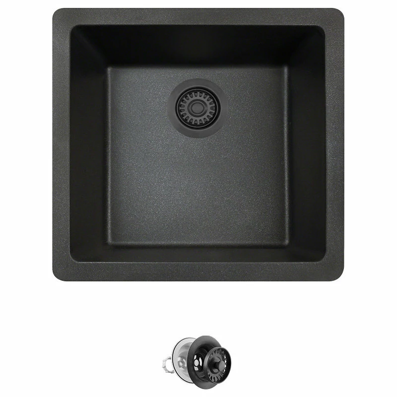 Coupon 🎁 MR Direct Sinks And Faucets 805 Dual-mount Single Bowl Kitchen Sink, Black, Colored Strainer 🎉