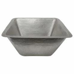 Cheapest 🔔 Premier Copper Products 17" Large Square 🔨 Hammered Copper Bar/Prep Sink, Nickel 👍