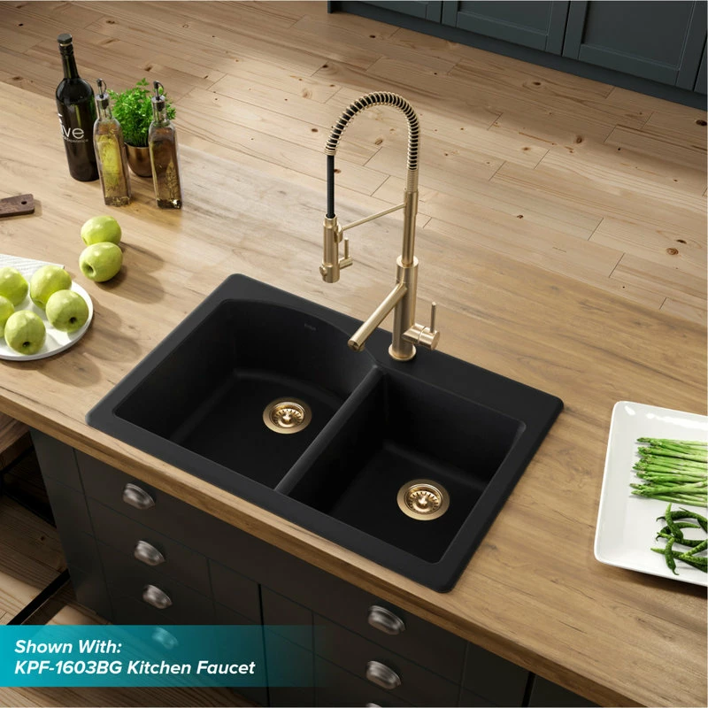 Wholesale 🥰 Kraus USA, Inc. Forteza 33" Drop-In Undermount Granite Composite 60/40 Kitchen Sink, Black 🎁 - Image 5