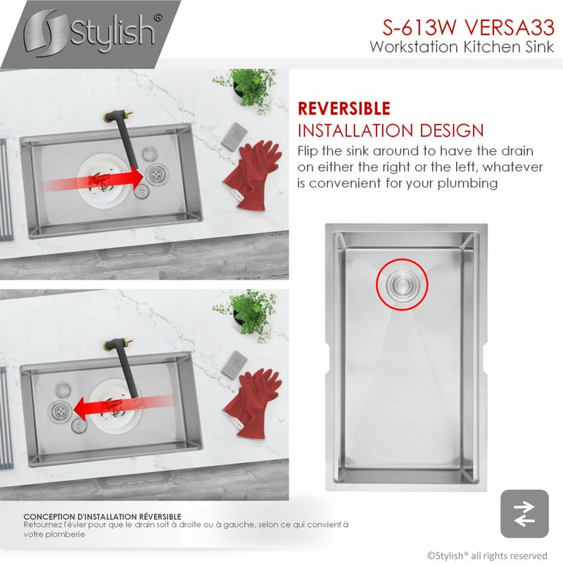 Best Sale ๐ Stylish 33"L X 19"W Stainless Steel Single Basin Undermount Workstation Kitchen Sink ๐ - Image 14