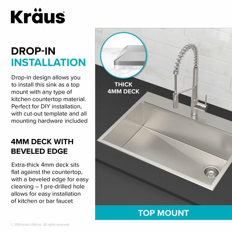 Top 10 โญ Kraus USA, Inc. Kore Drop-In Undermount Stainless Kitchen Sink, 30 Inch (Model Kwt310-30) ๐ฅ - Image 9