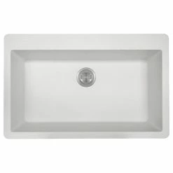 Promo ๐คฉ MR Direct Sinks And Faucets T848 Topmount Single Bowl Quartz Kitchen Sink, White, No Additional Accessories ๐