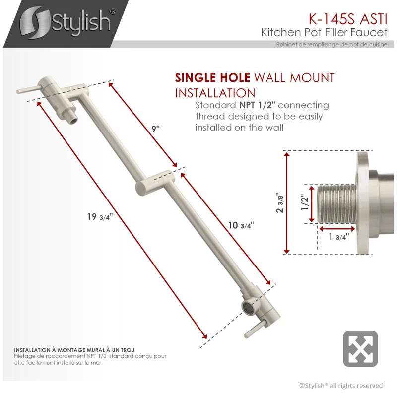 Deals ✔️ STYLISH Stainless Steel Wall Mount Pot Filler Folding Stretchable ⭐ - Image 4