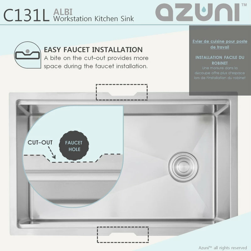 Deals 🎉 Azuni 30"L X 19"L Single Bowl Undermount 16G Reversible Workstation Kitchen Sink ⭐ - Image 10