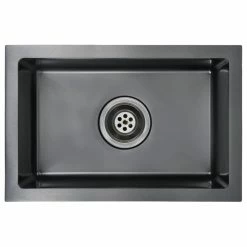 Budget 🎁 Vida XL LLC VidaXL Handmade Kitchen Sink With Strainer Black Stainless Steel Under-Mount ✨