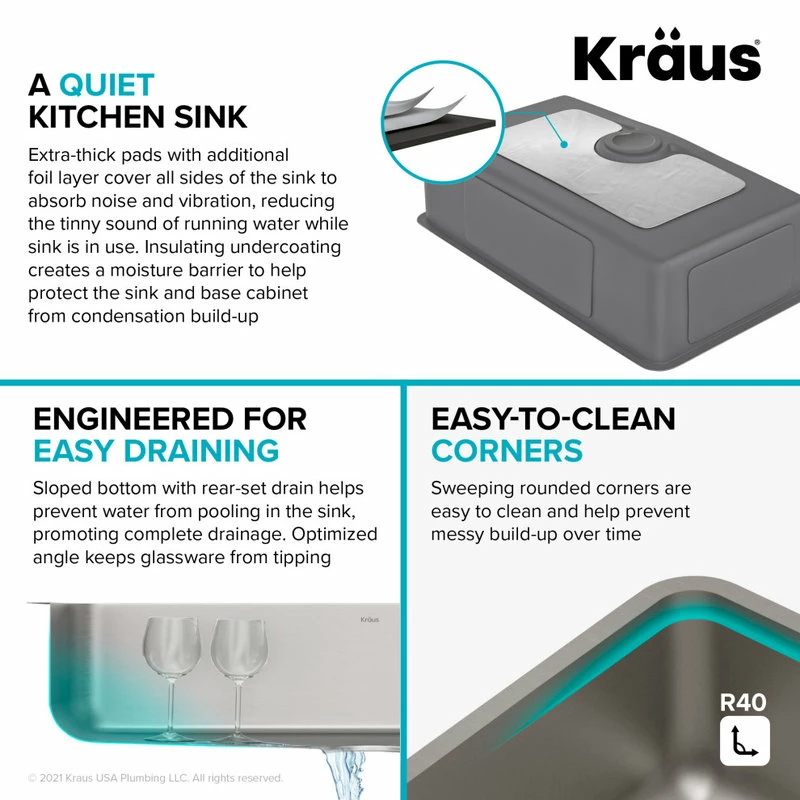 Outlet ❤️ Kraus USA, Inc. Dex 33" Undermount Stainless Steel 1-Bowl 16 Gauge Kitchen Sink 🧨 - Image 11