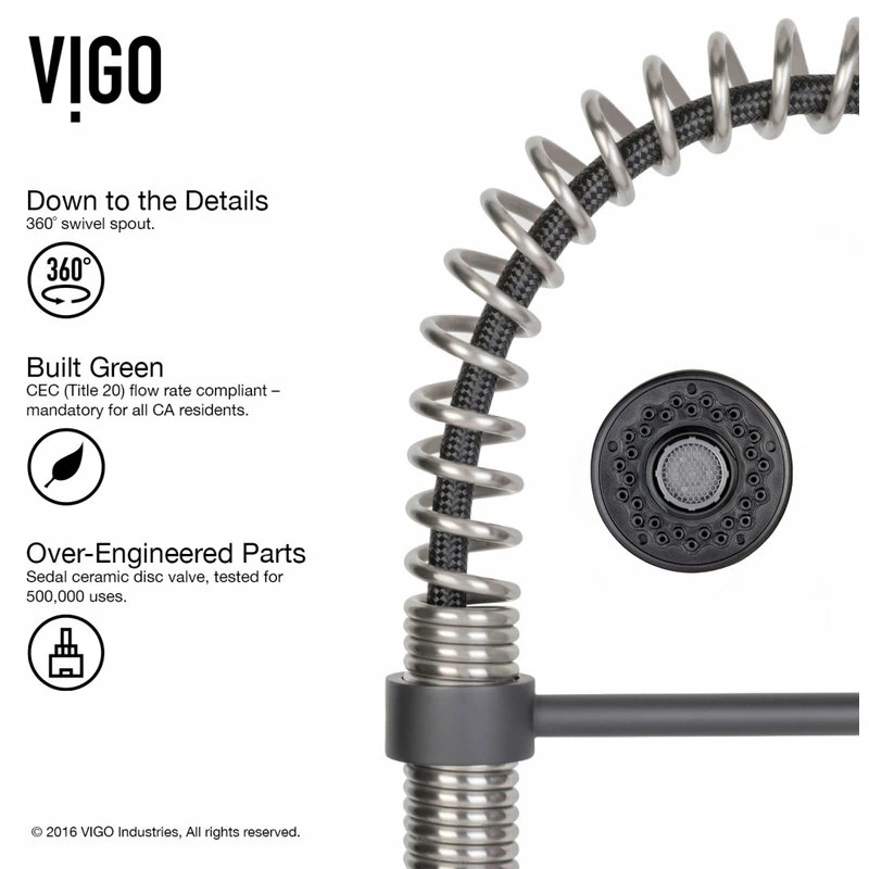 Best reviews of ๐ VIGO Edison Pull-Down Kitchen Faucet, Stainless Steel/Matte Black ๐ฅ - Image 8