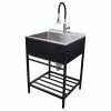 Deals 🔥 Transolid 25"x22" Stainless Steel Laundry Sink With Wash Stand, Matte Black 🛒