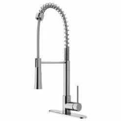 Best Sale 🎉 VIGO Laurelton Pull-Down Kitchen Faucet With Deck Plate, Stainless Steel 🌟