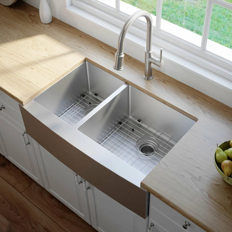 Cheap 🥰 Kraus USA, Inc. Standart PRO 33" Farmhouse Apron Stainless Steel 2-Bowl 16 Gauge Kitchen Sink 🧨 - Image 4