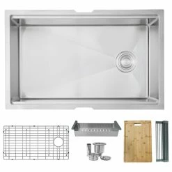 Discount 🛒 Stylish 30"L X 19"W Stainless Steel Single Basin Undermount Kitchen Sink 🥰