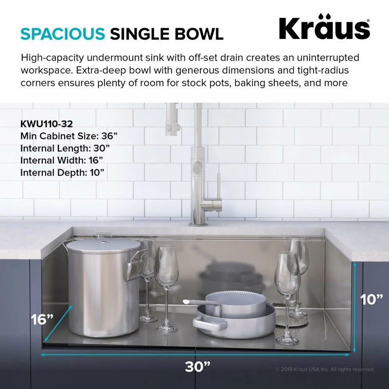 Deals 💯 Kraus USA, Inc. Undermount Stainless Steel 1-Bowl Kitchen Sink With Accessories, 32" Kwu110-32 🤩 - Image 6