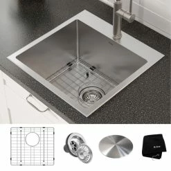 New 💯 Kraus USA, Inc. Standart PRO 18" Drop-In Topmount Stainless Steel 1-Bowl 16 Gauge Kitchen Sink 👏