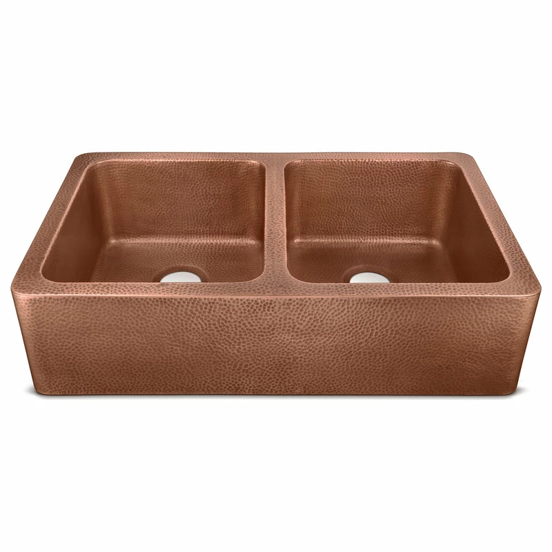 Outlet ❤️ SINKOLOGY Adams 36" Farmhouse Copper Double Bowl Kitchen Sink 😍 - Image 2