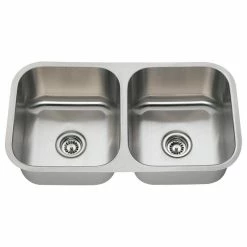 Budget 🎉 MR Direct Sinks And Faucets 502A Equal Double Bowl Stainless Steel Sink, 16-Gauge, No Additional Accessories 🎁