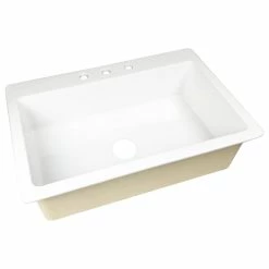 Wholesale 🔔 SINKOLOGY Jackson 33" Drop-in Fireclay Single Bowl Kitchen Sink In Crisp White, 3 Holes ⌛